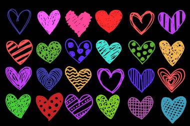 El çizimi kalp izi, vektör çizimi. Sevgililer Günü sembolü için graffiti yap.