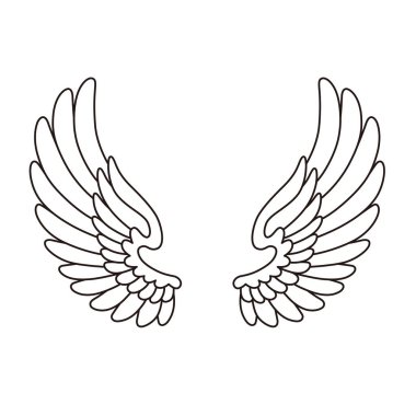 Melek kanatları romantik sembol, vektör çizimi