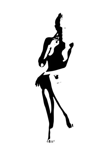 Stiliserad Vektor Illustration Vacker Naken Kvinna — Stock vektor