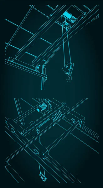 Illustration Vectorielle Stylisée Structure Des Ponts Roulants Des Entrepôts — Image vectorielle