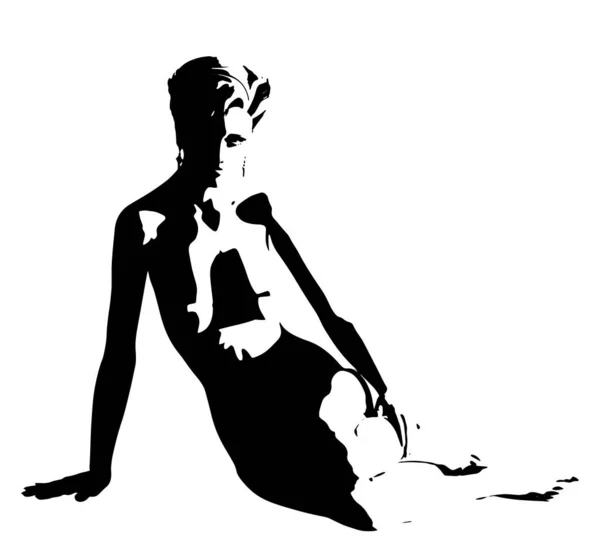 Illustration Vectorielle Stylisée Une Belle Fille Nue — Image vectorielle