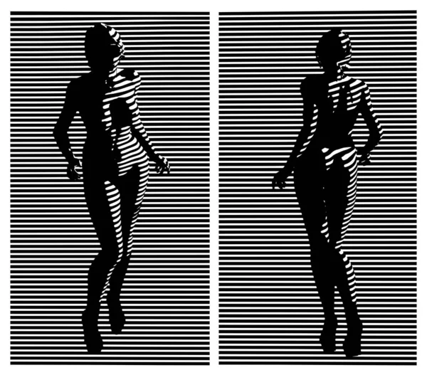 Stylizované Vektorové Ilustrace Sexy Nahé Ženy Okna Žaluzie Stín — Stockový vektor