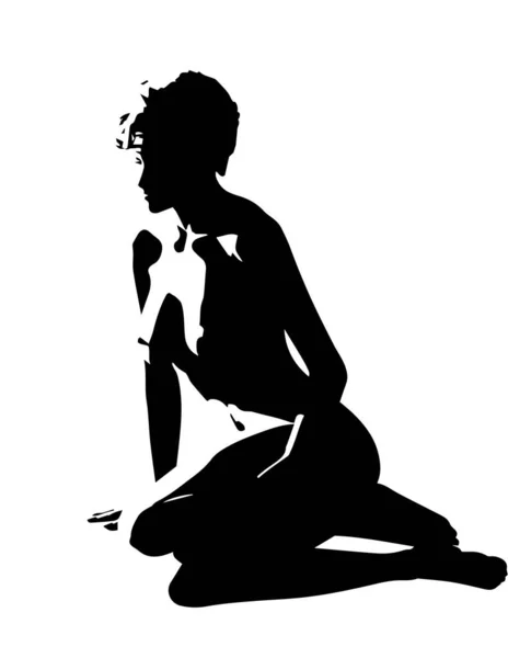 Στυλιζαρισμένη Διανυσματική Απεικόνιση Ενός Όμορφου Γυμνού Κοριτσιού — Διανυσματικό Αρχείο