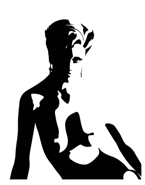 Stilisierte Vektorillustration Einer Büste Porträt Der Schönen Nackten Mädchen — Stockvektor
