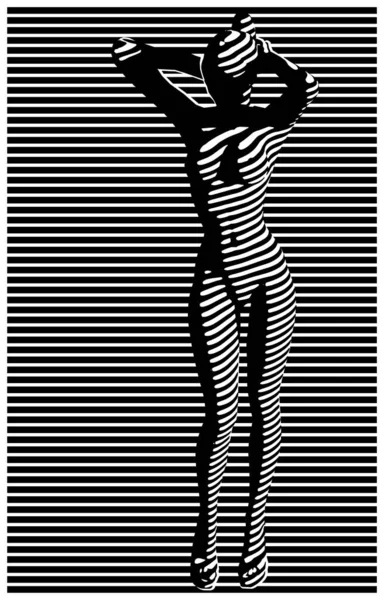 Illustration Vectorielle Stylisée Une Belle Jeune Fille Nue Près Ombre — Image vectorielle