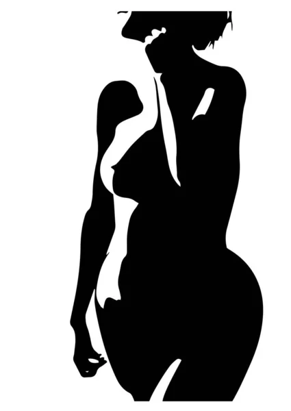 Güzel Çıplak Bir Kadın Vücudunun Stilize Edilmiş Vektör Çizimleri — Stok Vektör