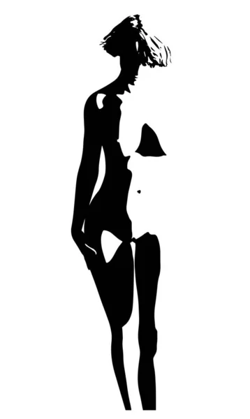 Στυλιζαρισμένη Διανυσματική Απεικόνιση Μιας Όμορφης Γυμνής Γυναίκας — Διανυσματικό Αρχείο