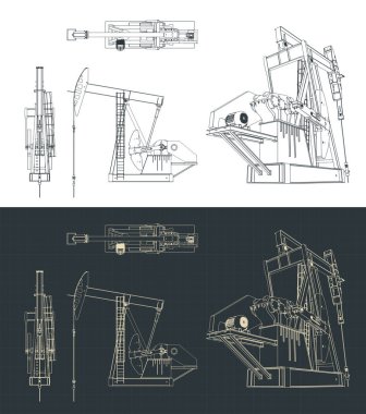 Petrol pompası kriko planlarının biçimlendirilmiş vektör çizimi