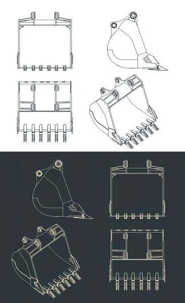 Stilisierte Vektorillustration Der Baupläne Der Baggerschaufel — Stockvektor