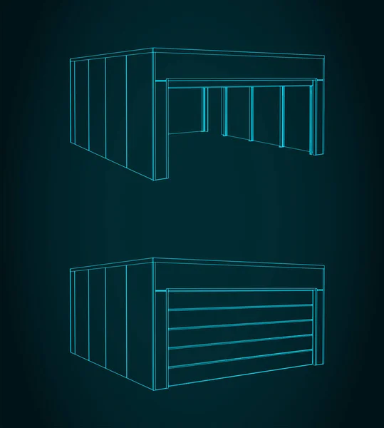 Ilustración Vectorial Estilizada Dos Coches Garaje Moderno — Vector de stock