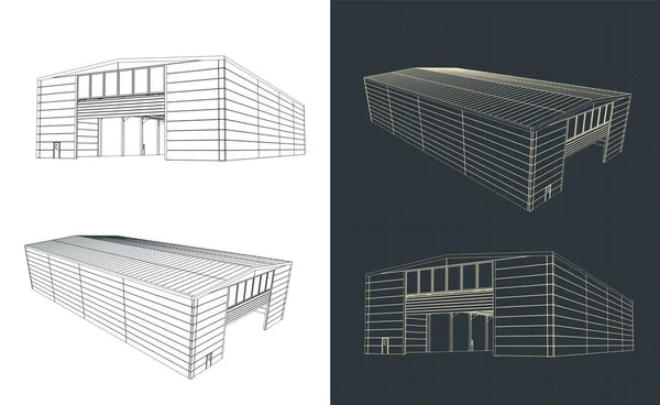 Illustration Vectorielle Stylisée Des Sciages Bâtiments Industriels — Image vectorielle