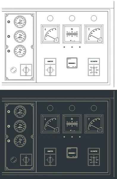 Stylized Vector Illustration Diesel Generator Control Panel — Stock Vector
