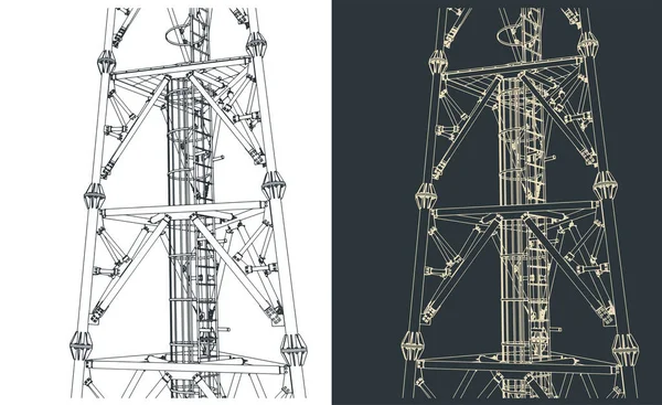 Ilustração Vetorial Estilizada Torre Telecomunicações Perto — Vetor de Stock