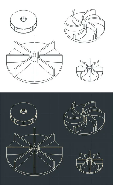 Illustration Vectorielle Stylisée Des Plans Isométriques Des Roues Des Pompes — Image vectorielle