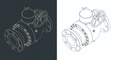 Top valfinin izometrik planlarının stilize edilmiş vektör çizimi