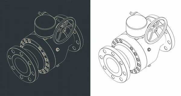 Стилизованная Векторная Иллюстрация Изометрических Чертежей Шарового Клапана — стоковый вектор
