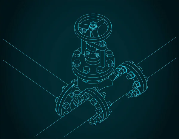 Стилизованная Векторная Иллюстрация Регулирующего Клапана Труб Крупным Планом — стоковый вектор