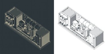 Konteynır tipi üreteç yapısının Isometric çizimleri