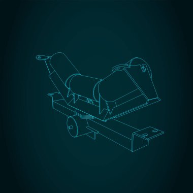 Taşıyıcı silindir çerçeve mekanizmasının planının biçimlendirilmiş vektör çizimi