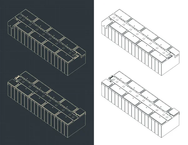 Ilustrações Vetoriais Estilizadas Plantas Isométricas Módulo Bateria — Vetor de Stock