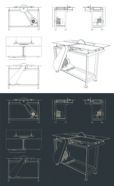 Tablo testeresinin çizimlerinin biçimlendirilmiş vektör çizimi