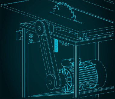 Profesyonel masa testeresinin biçimlendirilmiş vektör çizimi