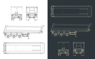 İpucu yarı römork planlarının biçimlendirilmiş vektör illüstrasyonu