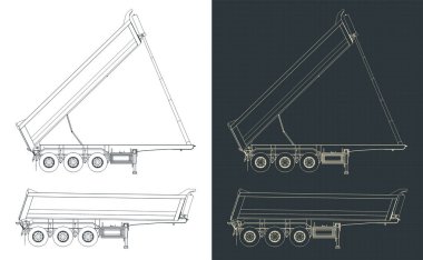 İpucu yarı römork planlarının biçimlendirilmiş vektör illüstrasyonu