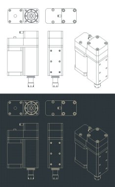 CNC yönlendirici başlığının planlarının biçimlendirilmiş vektör çizimleri