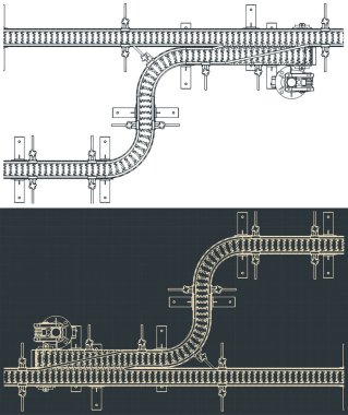 Esnek bağlantı taşıyıcısının planlarının biçimlendirilmiş vektör çizimi