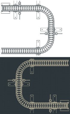 Esnek bağlantı taşıyıcısının planlarının biçimlendirilmiş vektör çizimi