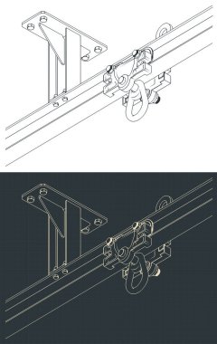 Stylized vector illustration of crane trolley close up