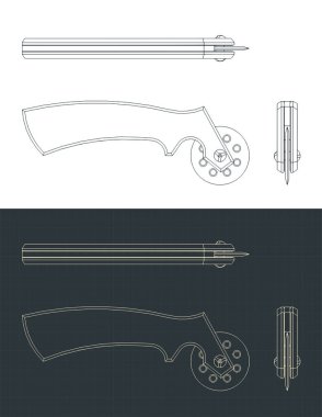 Döner kesicinin planlarının biçimlendirilmiş vektör çizimleri