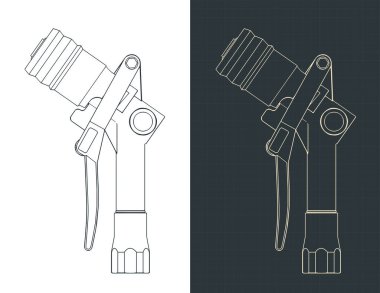LPG nozülünün planlarının biçimlendirilmiş vektör çizimi