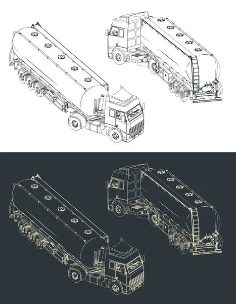 Illustrazione Vettoriale Stilizzata Schizzi Camion Silo — Vettoriale Stock