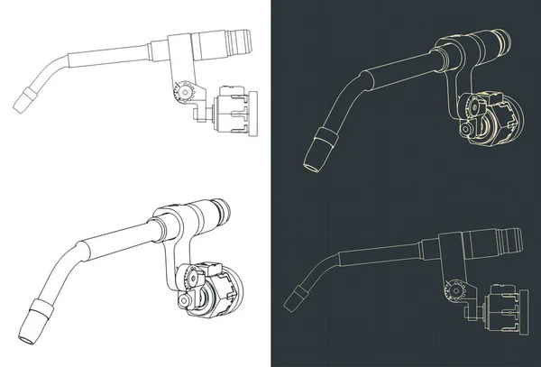 Illustrazione Vettoriale Stilizzata Progetti Torcia Saldatura Robot Saldatura — Vettoriale Stock