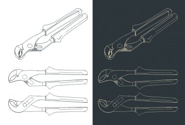 Kayma ortak su pompası planlarının biçimlendirilmiş vektör çizimi