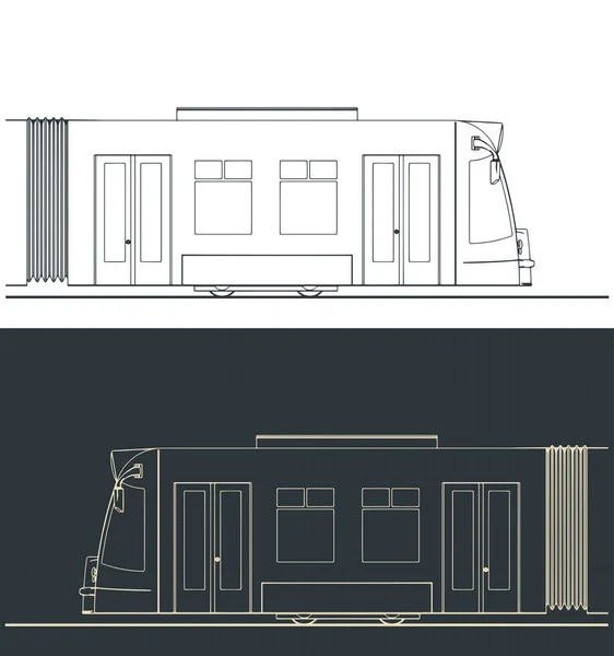 Illustration Vectorielle Stylisée Gros Plan Moderne Tramway — Image vectorielle
