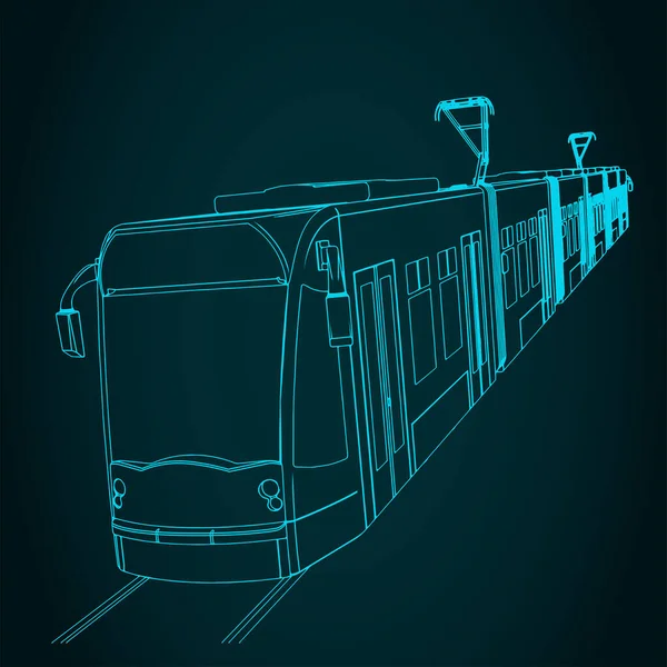 Modern Tramvayın Stilize Edilmiş Tasviri — Stok Vektör