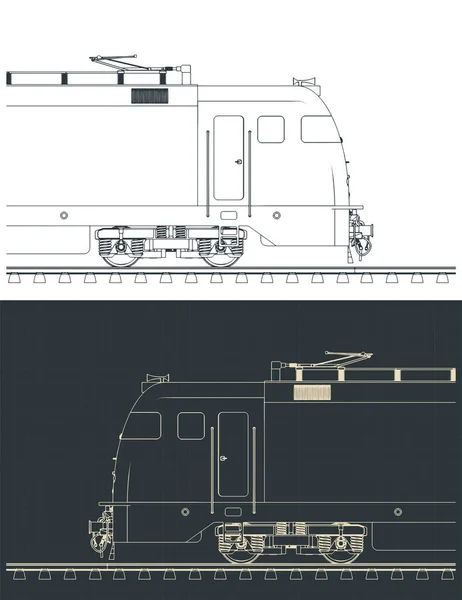 Stylized Vector Illustration Electric Locomotive Closeup — Stock Vector