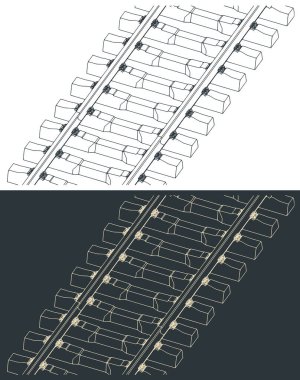 Modern demiryolu raylarının biçimlendirilmiş vektör çizimi
