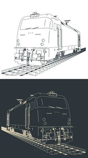 Illustrazioni Vettoriali Stilizzate Della Locomotiva Elettrica — Vettoriale Stock