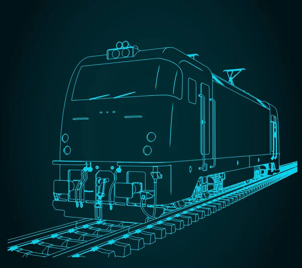 Ilustração Vetorial Estilizada Locomotiva Elétrica — Vetor de Stock