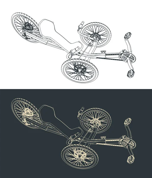 Στυλιζαρισμένη Διανυσματική Απεικόνιση Των Σχεδίων Του Ξαπλωμένου Ποδηλάτου — Διανυσματικό Αρχείο