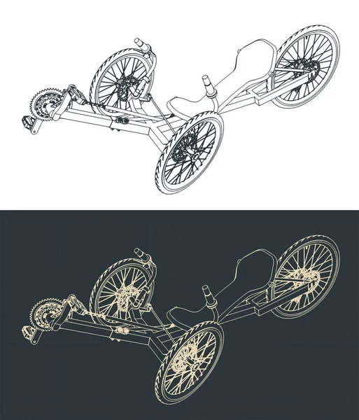 Stylizowany Wektor Ilustracji Planów Rowerów Poziomych — Wektor stockowy