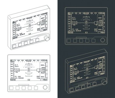 Mini Elektronik Uçuş Aracı Sistemi planlarının biçimlendirilmiş vektör çizimi