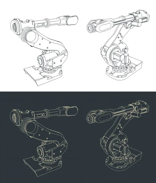 Stylizovaná Vektorová Ilustrace Plánů Průmyslového Robota — Stockový vektor