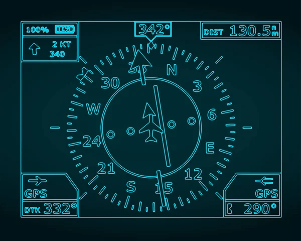 stock vector Stylized vector illustration of blueprint of aircraft navigation system