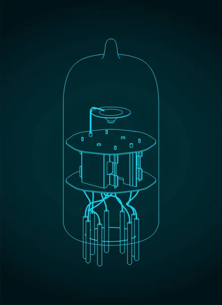 真空管の青写真の様式化されたベクトル図 — ストックベクタ