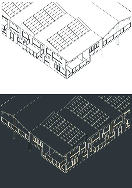 节能城市房屋蓝图的格式化矢量图解 — 图库矢量图片